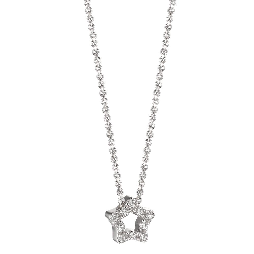 Collier 375/9 K Weissgold Zirkonia 10 Steine Stern 40-42 cm verstellbar-584224