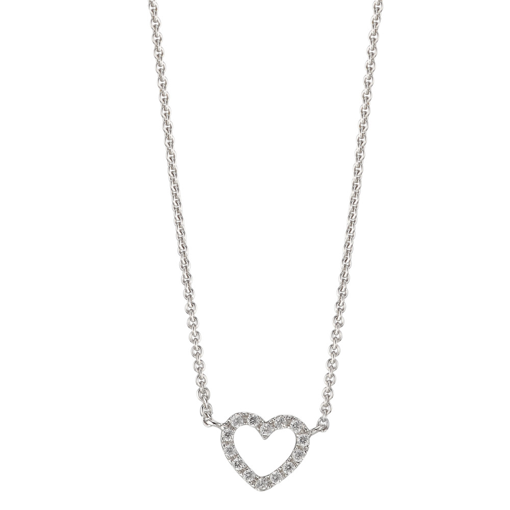 Collier 375/9 K Weissgold Zirkonia 14 Steine Herz 40-42 cm verstellbar-584226