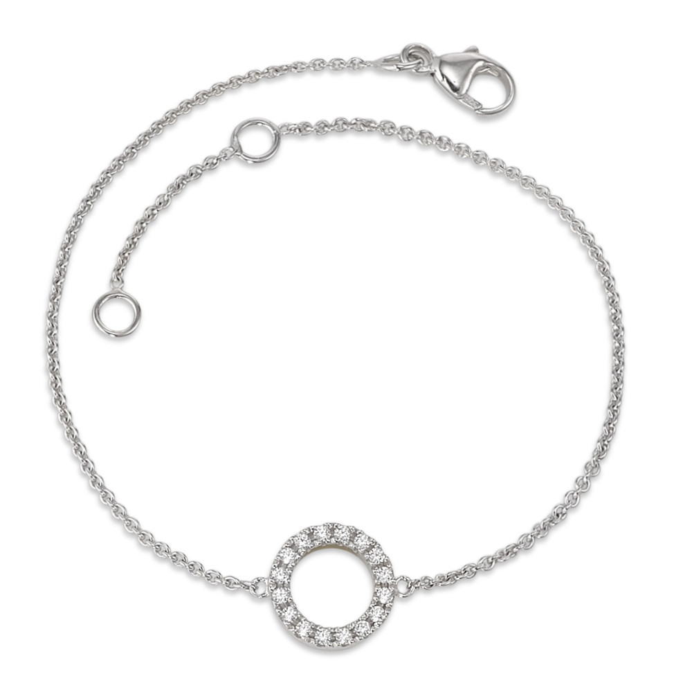 Armband 375/9 K Weissgold Zirkonia 16 Steine 15.5-17.5 cm verstellbar-584229