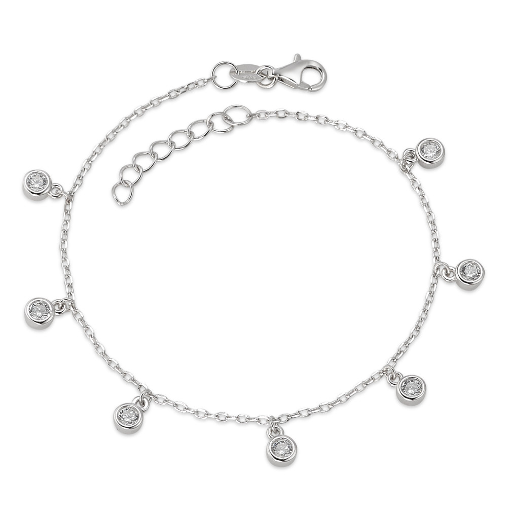 Armband Silber Zirkonia 7 Steine rhodiniert 17-19 cm verstellbar-584673