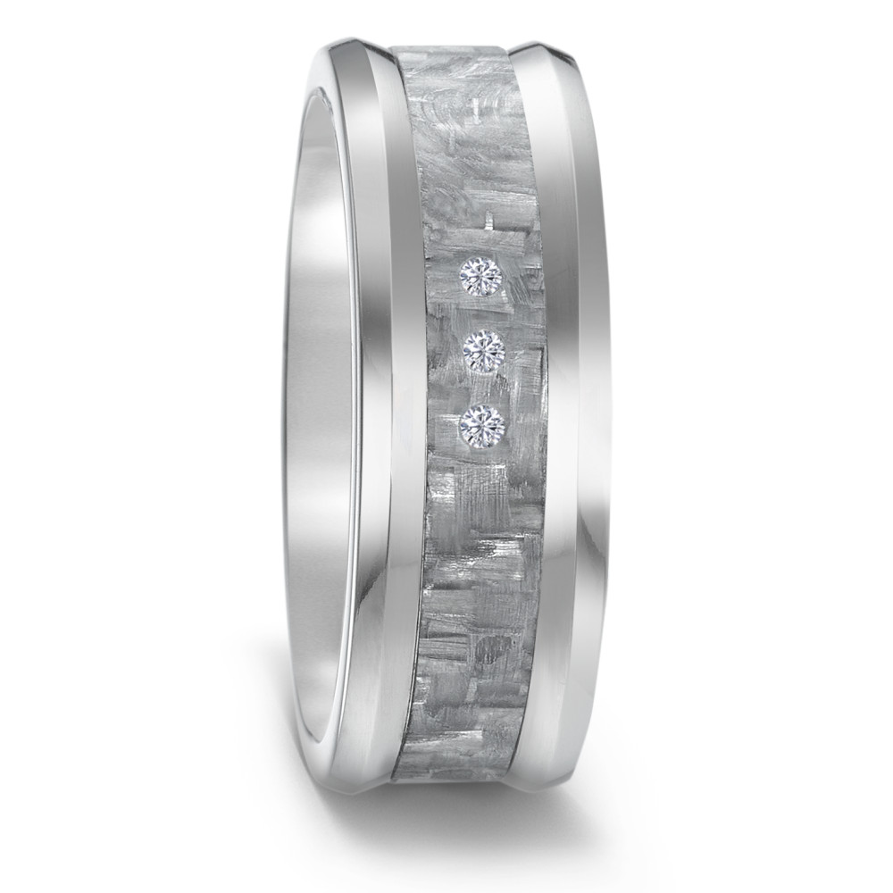 Partnerring Titan, Carbon Diamant 0.03 ct, 3 Steine, w-si-584757