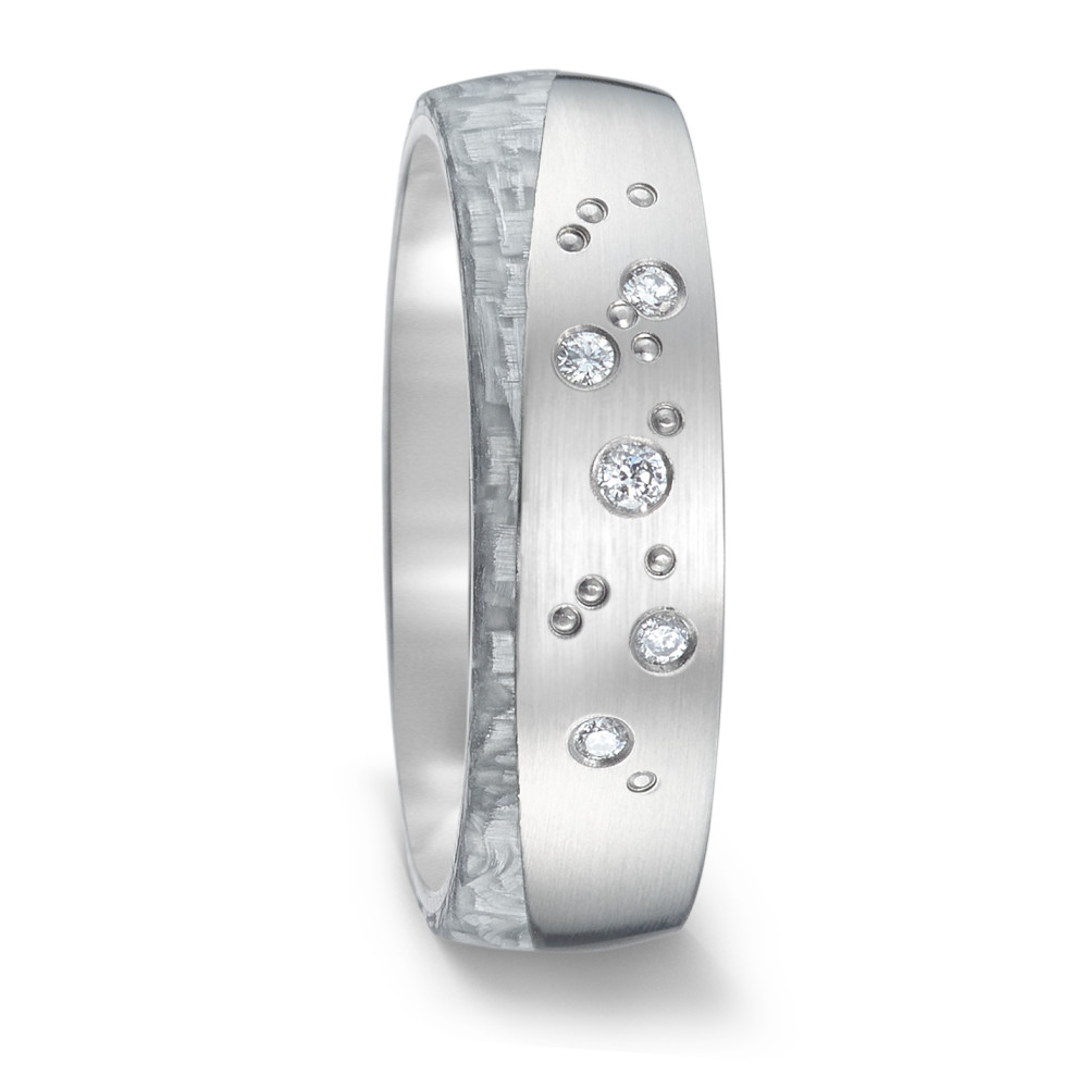 Partnerring Titan, Carbon Diamant 0.06 ct, 5 Steine, w-si-584761