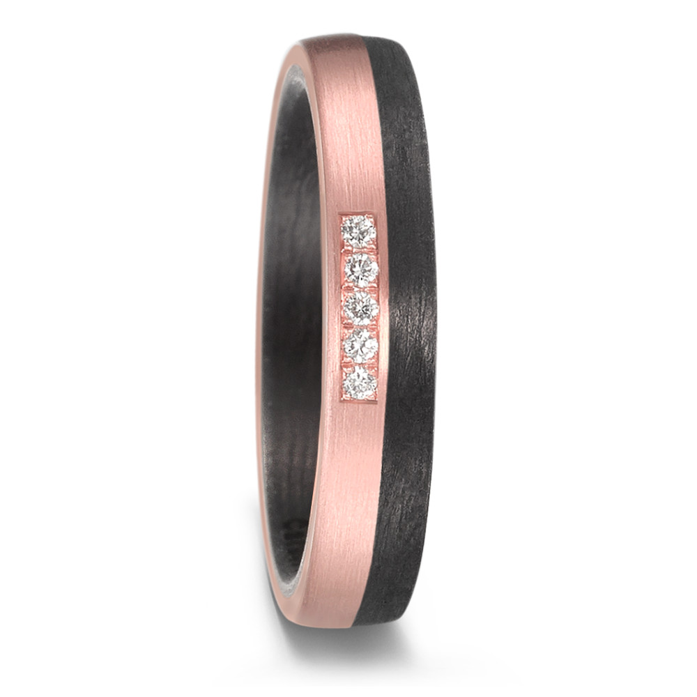 Partnerring 585/14 K Rosegold, Carbon Diamant 0.05 ct, 5 Steine, w-si-585147