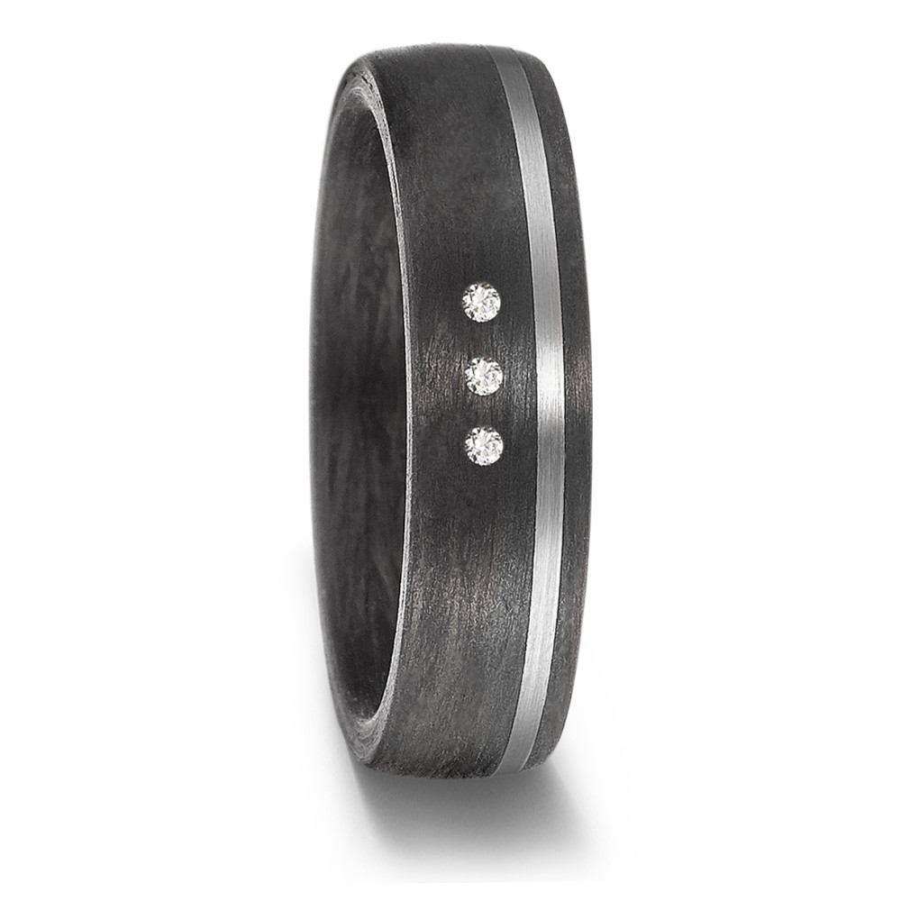 Partnerring 500 Palladium, Carbon Diamant 0.03 ct, 3 Steine-585151