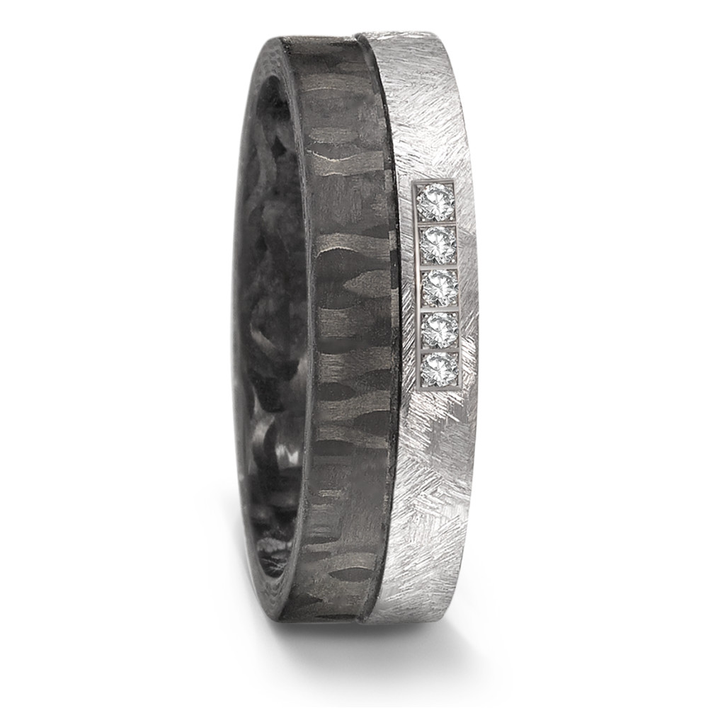 Partnerring 999 Tantal, Carbon Diamant 0.05 ct, 5 Steine, w-si-585197