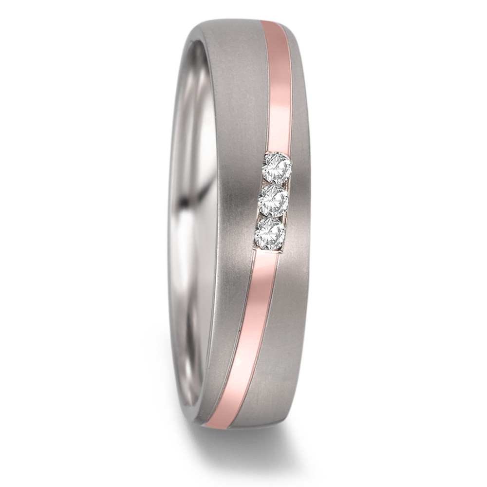 Partnerring Titan, 585/14 K Rotgold Diamant 0.06 ct, 3 Steine, w-si-585205