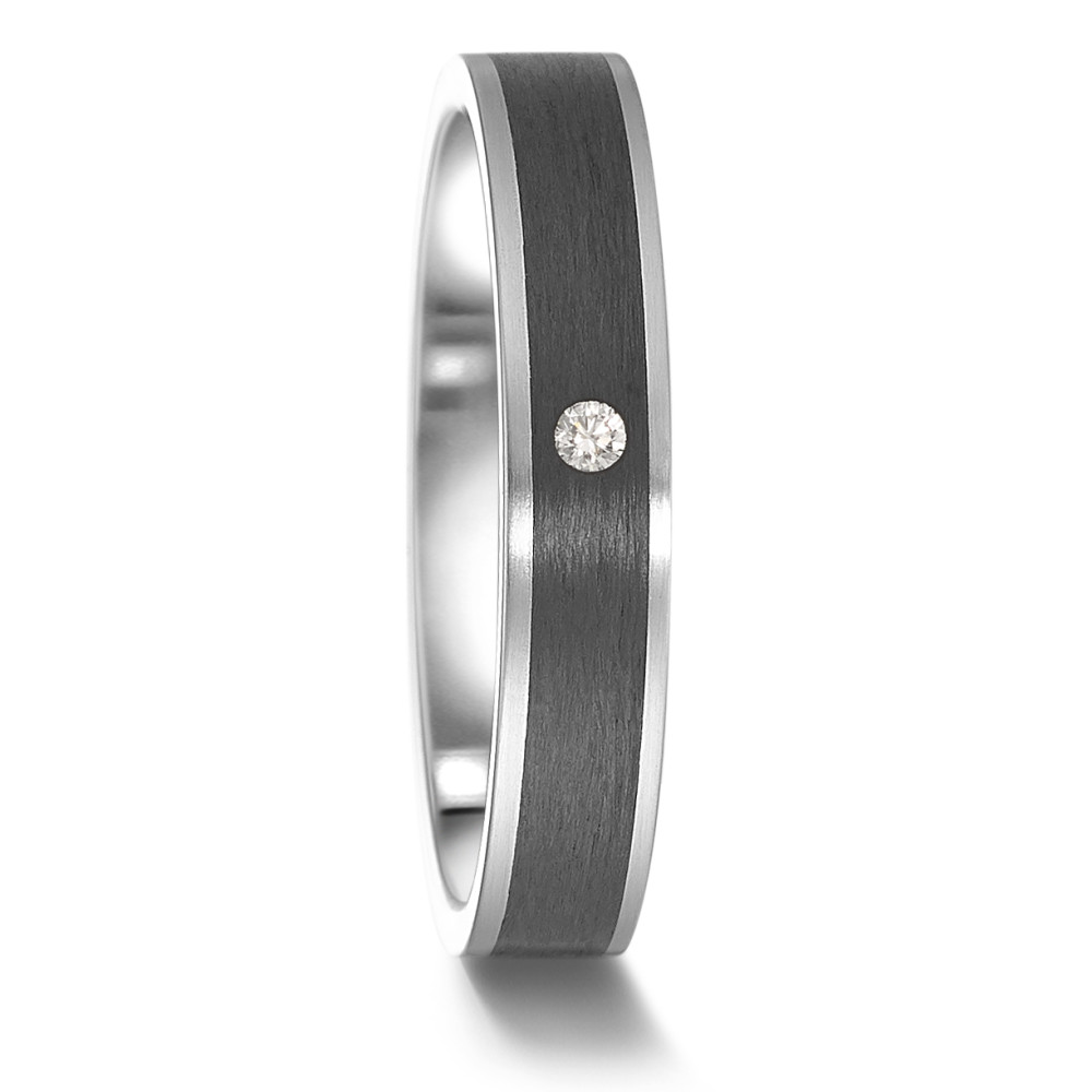 Partnerring Edelstahl, Carbon Diamant 0.02 ct, tw-si-585314