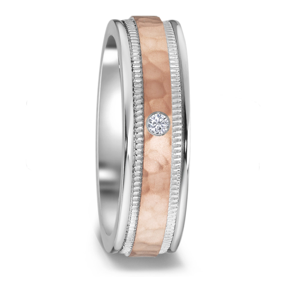 Partnerring Edelstahl Zirkonia rosé IP beschichtet-585573