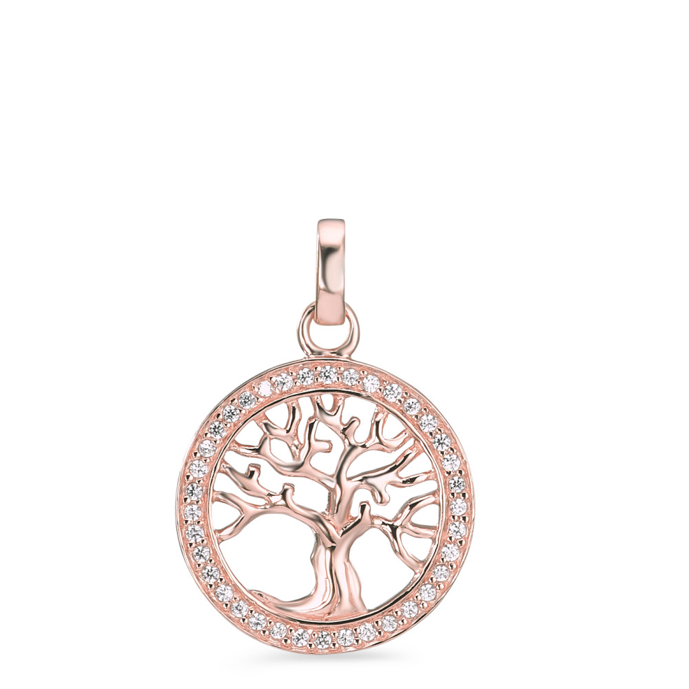 Anhänger Silber Zirkonia rosé vergoldet Lebensbaum Ø18 mm-585666
