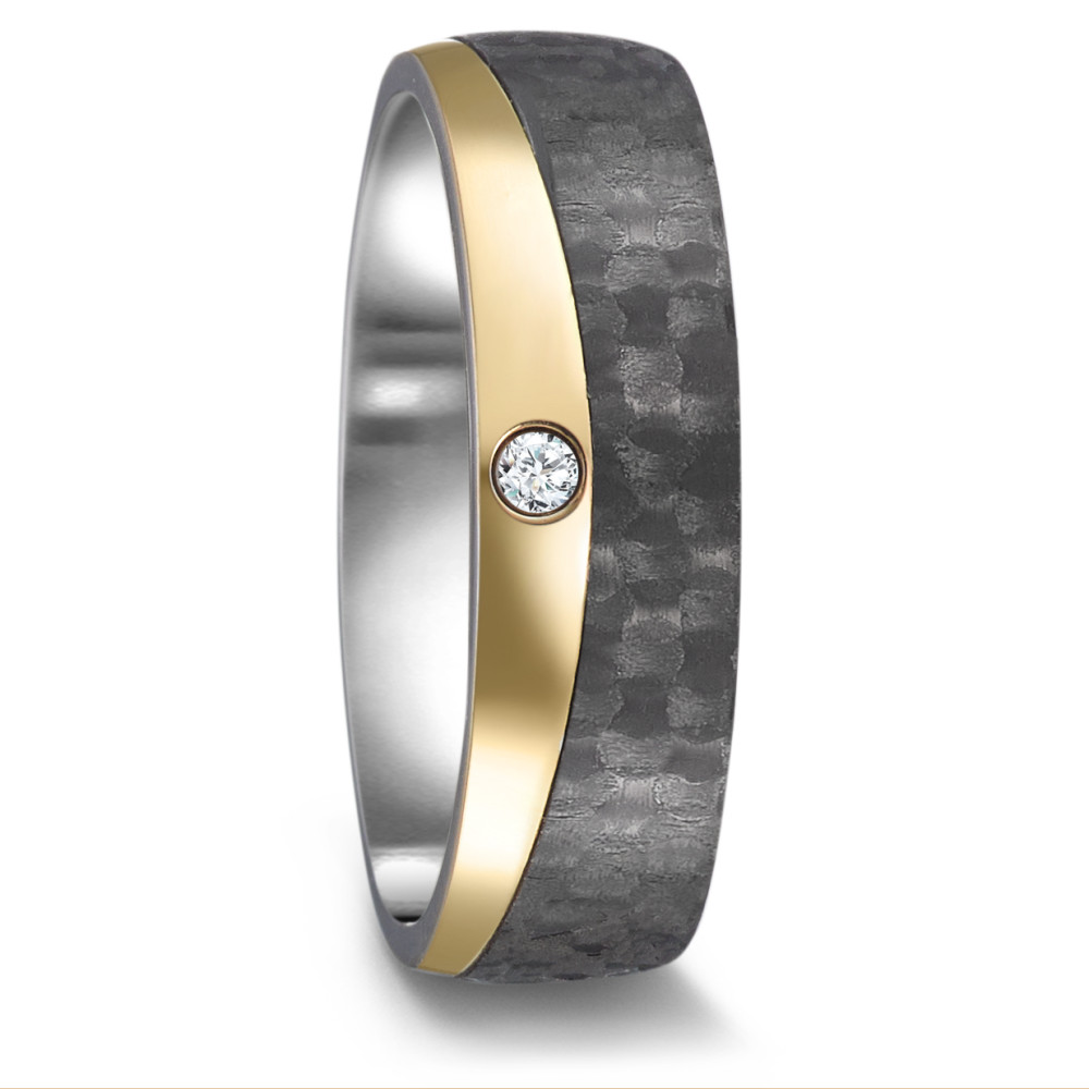 Fingerring Edelstahl, Carbon Zirkonia gelb IP beschichtet-587058