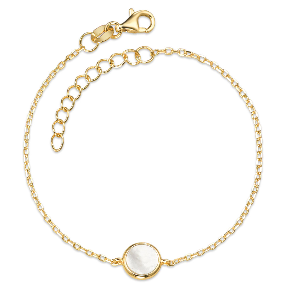 Armband Silber gelb vergoldet Perlmutt weiss 16-19 cm verstellbar-588322
