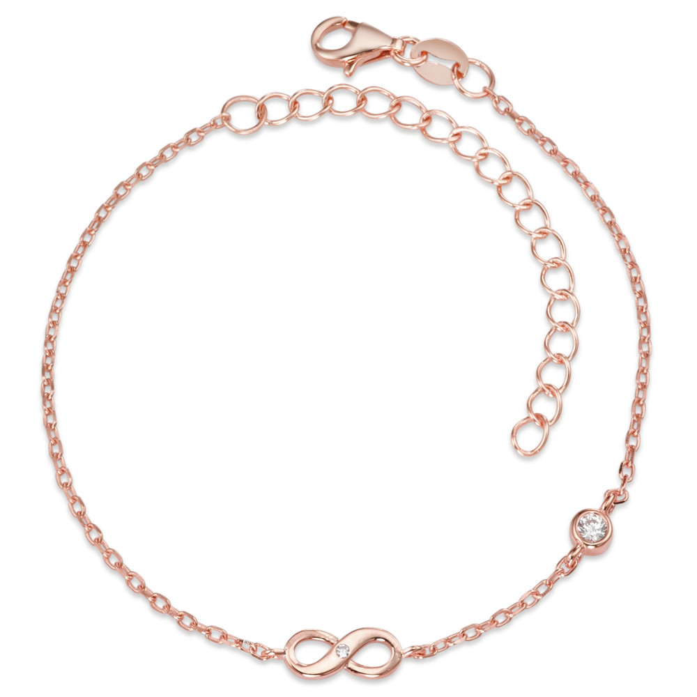 Armband Silber Zirkonia 2 Steine rosé vergoldet Infinity 16-19 cm verstellbar-588348