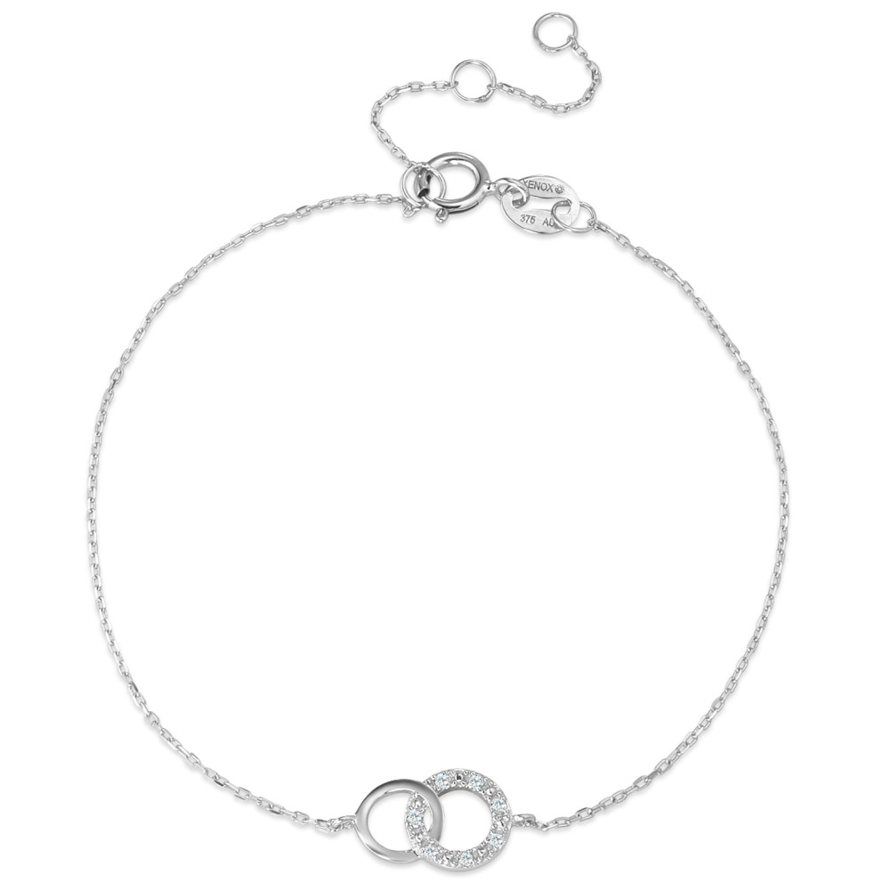 Armband 375/9 K Weissgold Diamant 0.025 ct, 7 Steine, w-pi1 15-18 cm verstellbar-588799