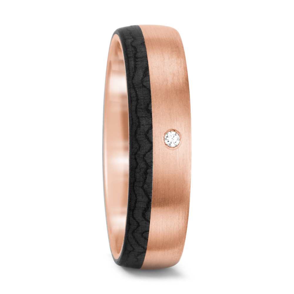 Partnerring 585/14 K Rosegold, Carbon Diamant 0.015 ct, tw-si-588915