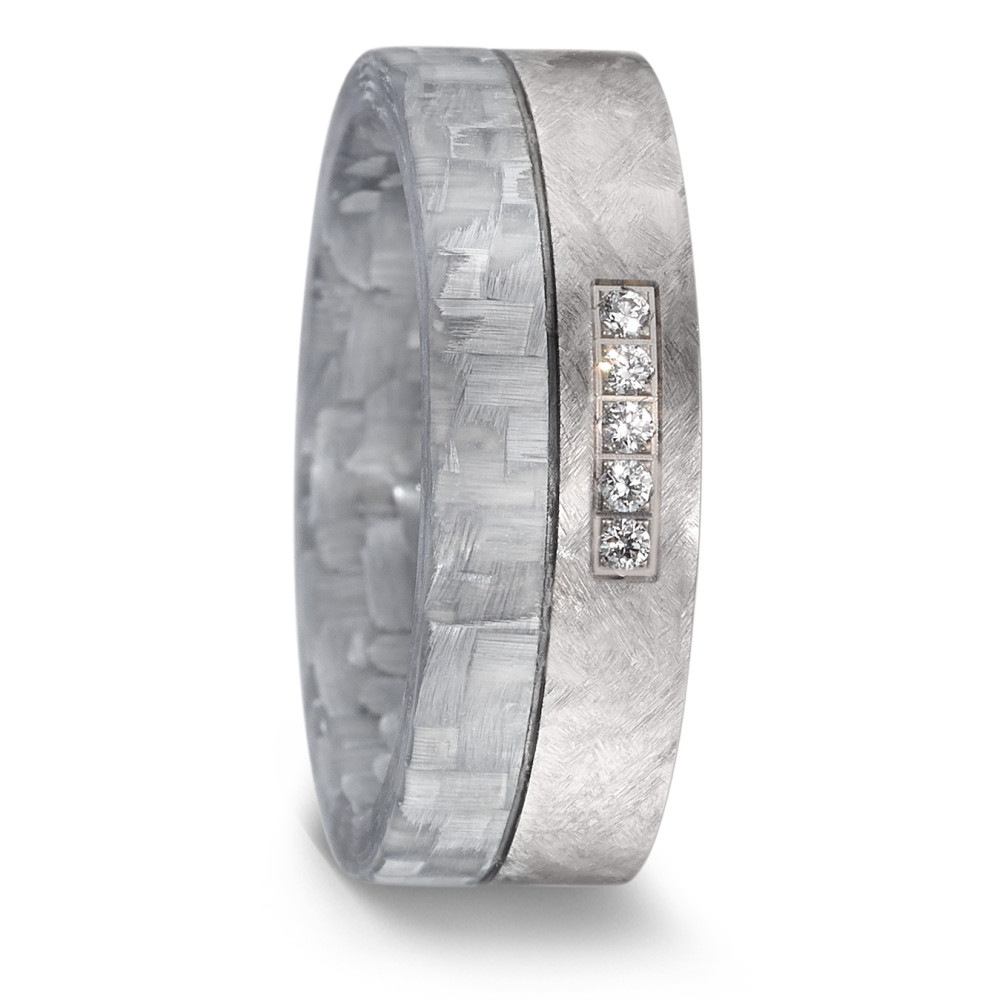 Partnerring Titan, Carbon Diamant 0.05 ct, 5 Steine, w-si-589078