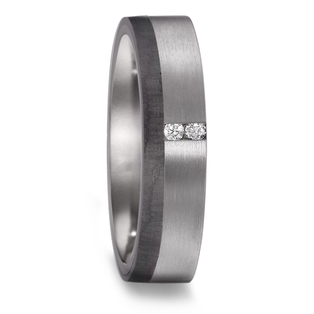 Partnerring 999 Tantal, Carbon Diamant 0.03 ct, 2 Steine, w-si-589110