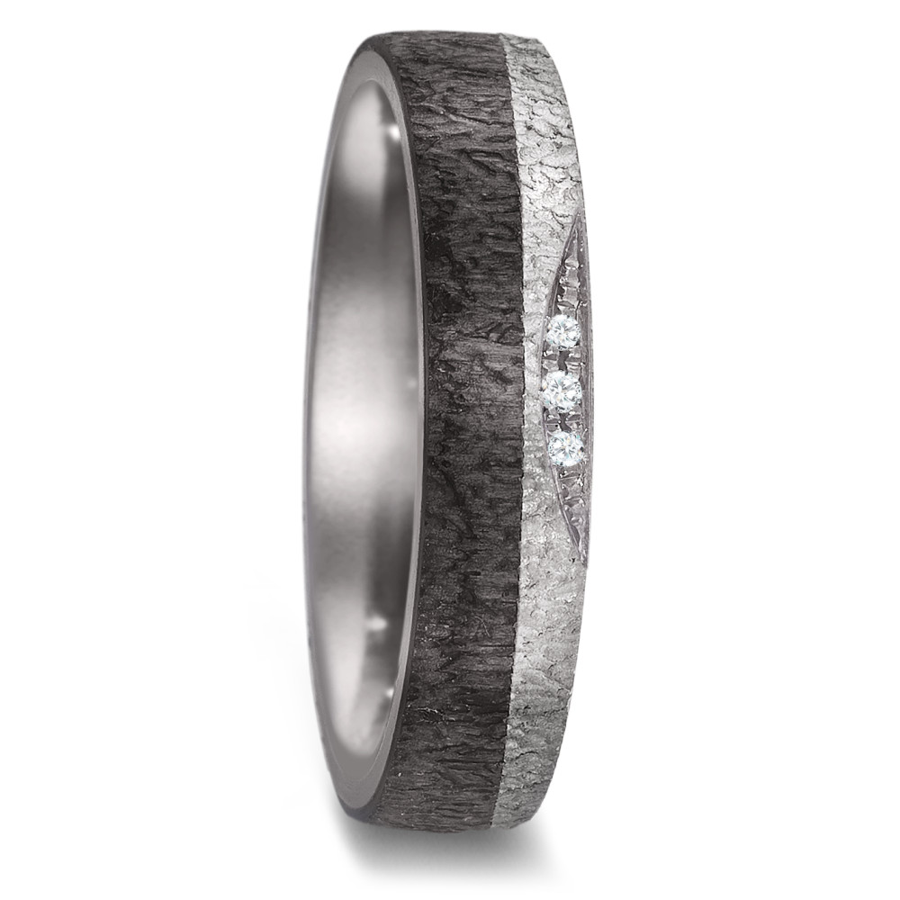 Partnerring 999 Tantal, Carbon Diamant 0.018 ct, 3 Steine, w-si-589120