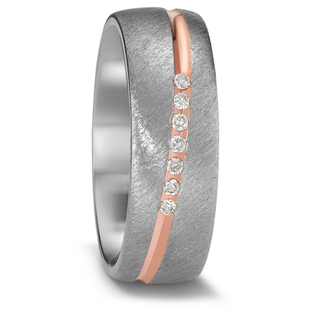 Partnerring Titan, 750/18 K Rotgold Diamant 0.07 ct, 7 Steine, w-si-589231