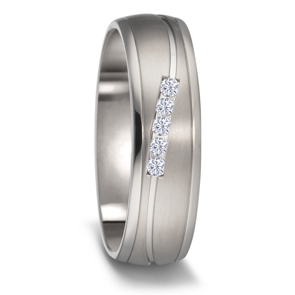 Partnerring Titan Diamant 0.10 ct, 5 Steine, w-si-589584