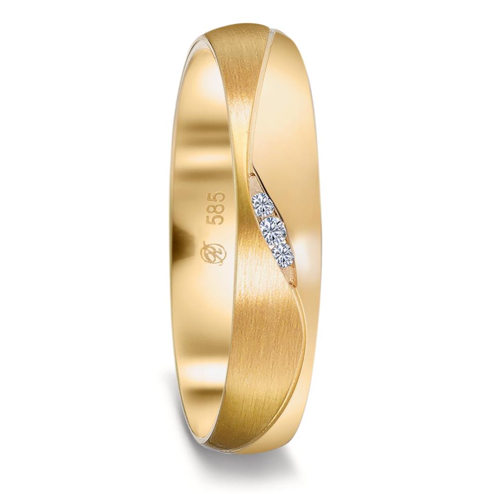 Partnerring 585/14 K Gelbgold Diamant 0.02 ct, 3 Steine, w-si-589592