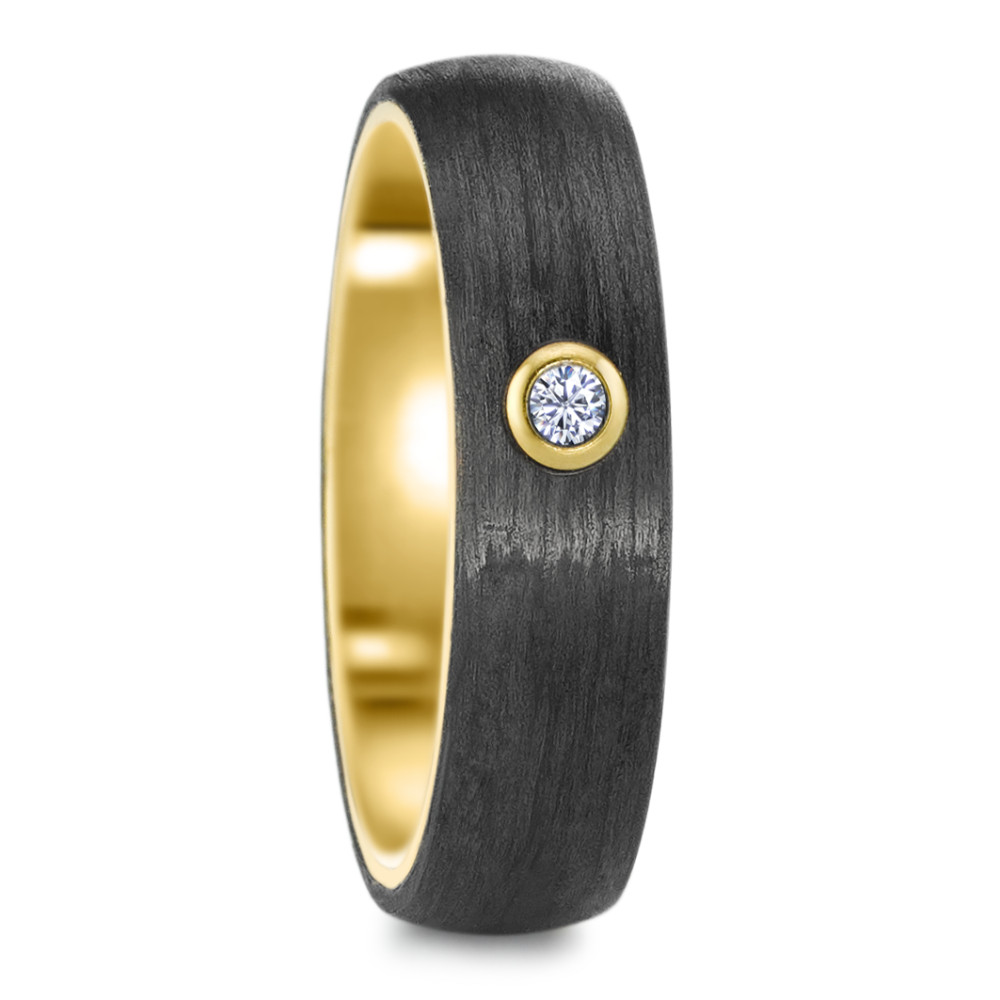 Fingerring Edelstahl, Carbon Zirkonia gelb IP beschichtet-589778