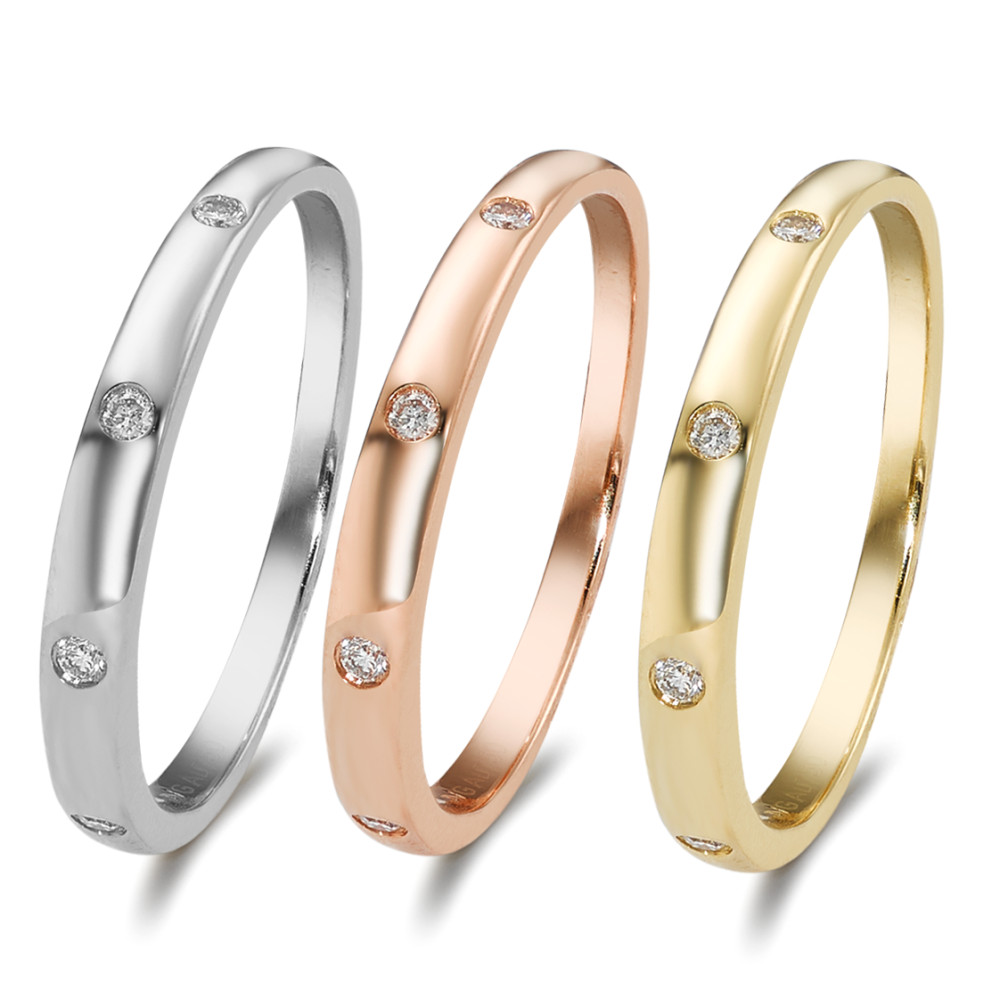 Beisteckring 750/18 K Weissgold, 750/18 K Gelbgold, 750/18 K Rotgold Diamant 0.13 ct, 13 Steine, w-si-589816