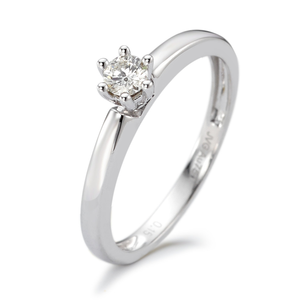 Solitär Ring 750/18 K Weissgold Diamant 0.15 ct, w-si-589819