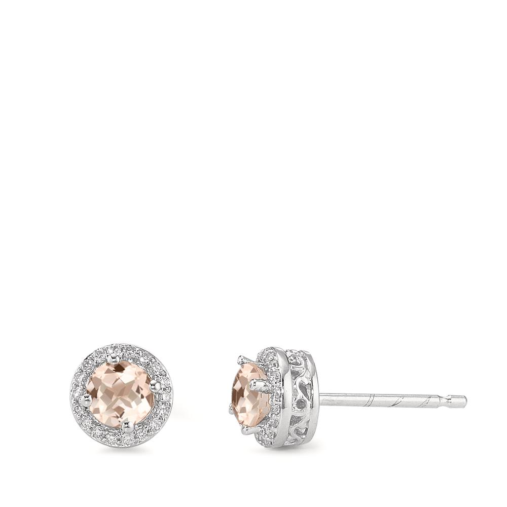 Ohrstecker 375/9 K Weissgold Diamant 0.12 ct Morganit Ø6.5 mm-590182