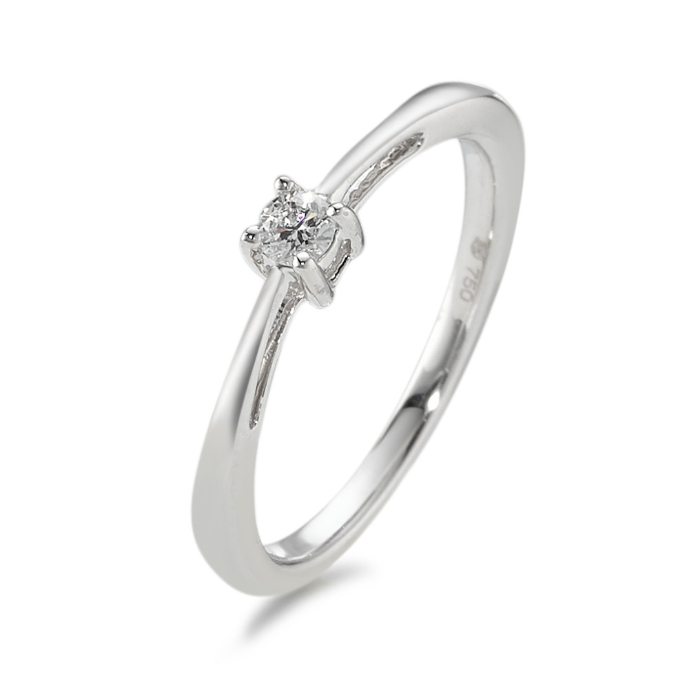 Solitär Ring 750/18 K Weissgold Diamant 0.10 ct, w-si-590192