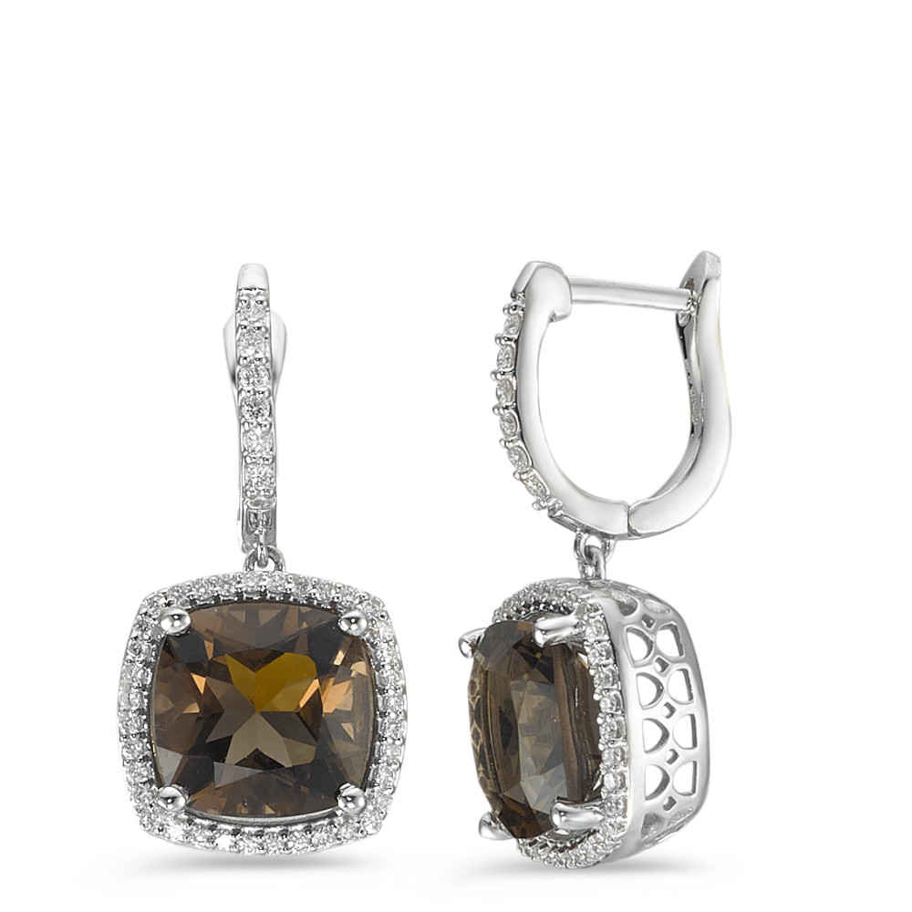 Ohrhänger 750/18 K Weissgold Rauchquarz 2 Steine, Diamant weiss, 0.25 ct, 76 Steine, w-pi3-590541