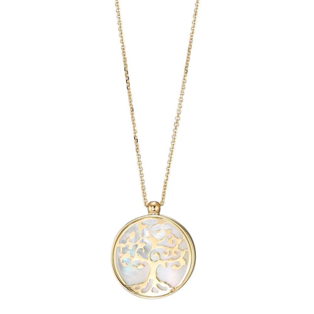 Collier 750/18 K Gelbgold Perlmutt Lebensbaum 42 cm Ø14 mm-590587