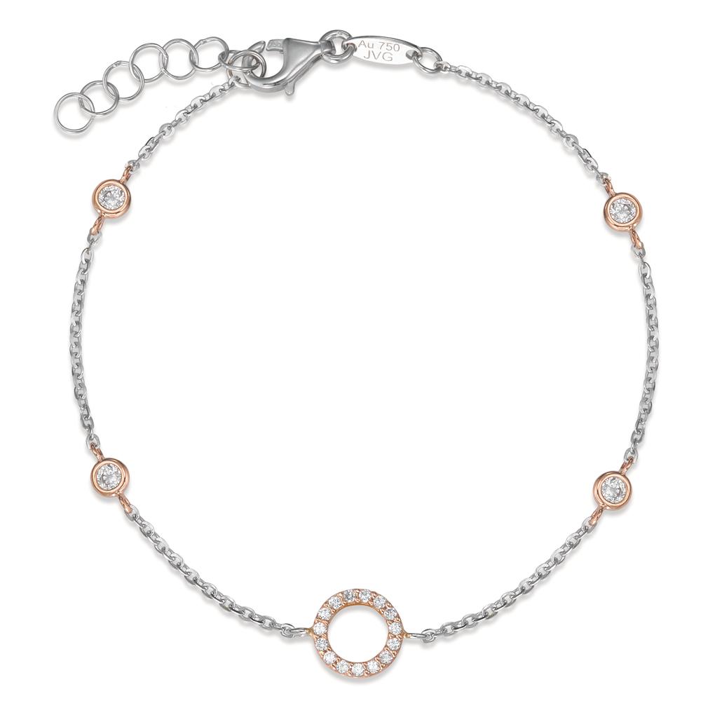 Armband 750/18 K Weissgold, 750/18 K Rotgold Zirkonia 16-18 cm verstellbar-590729