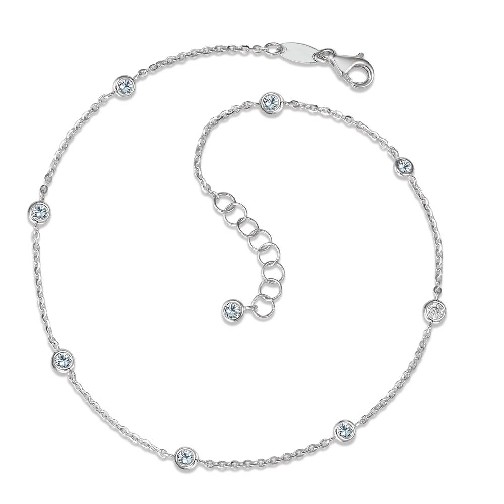 Fusskettchen 750/18 K Weissgold Zirkonia 9 Steine 22.5-24.5 cm verstellbar-590742