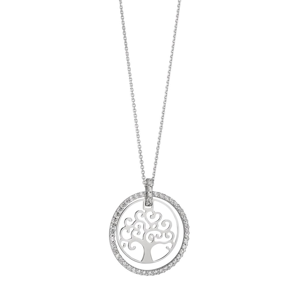 Collier 750/18 K Weissgold Zirkonia Lebensbaum 42 cm Ø18 mm-590745
