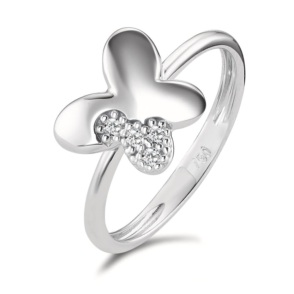 Fingerring 750/18 K Weissgold Zirkonia 4 Steine Schmetterling Ø9 mm-590750
