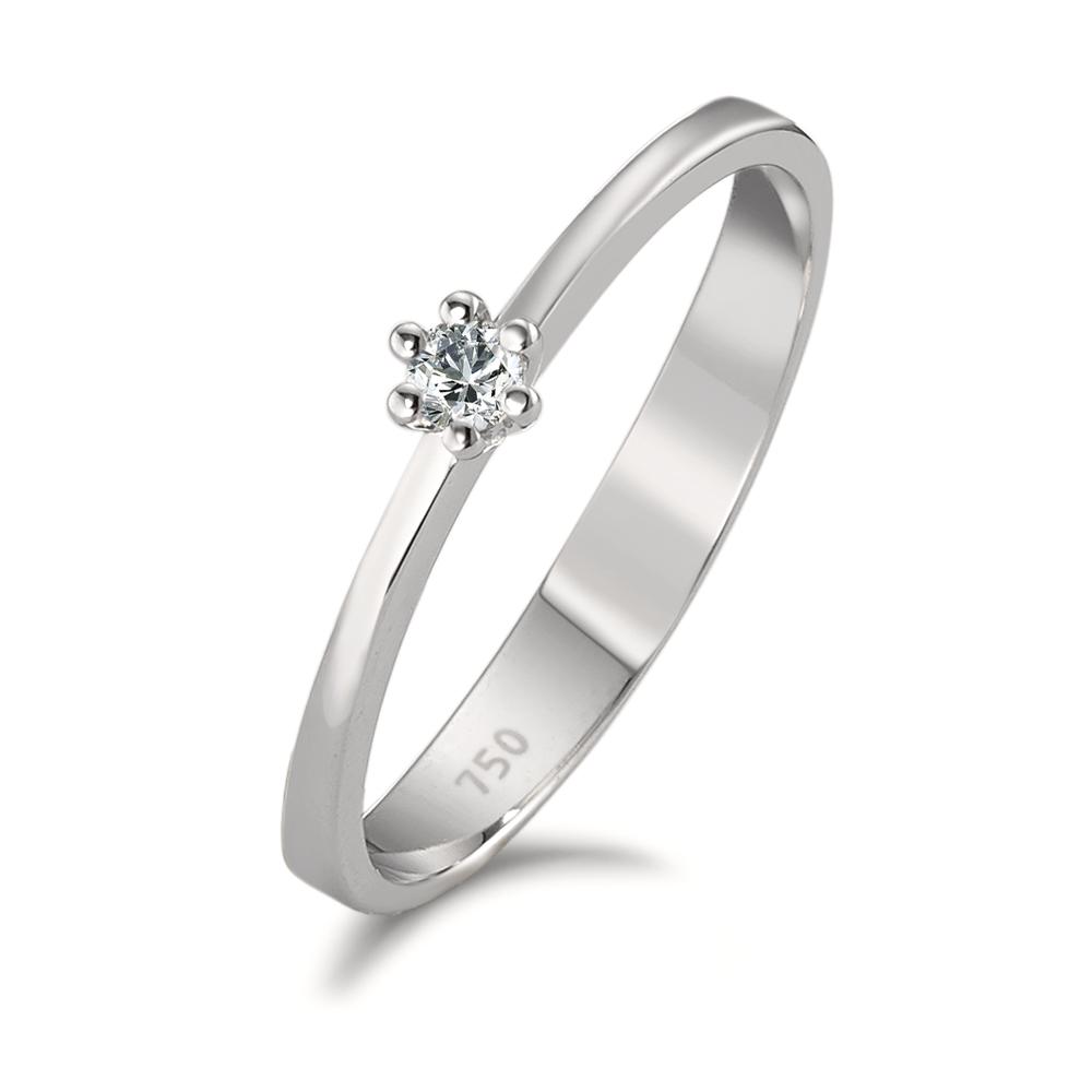 Solitär Ring 750/18 K Weissgold Diamant 0.05 ct, w-si-590793