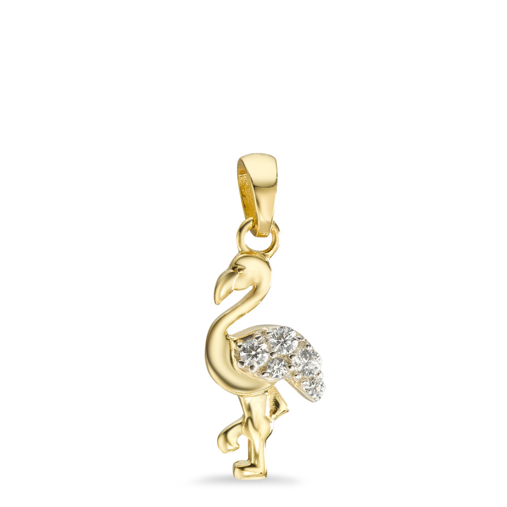 Anhänger 375/9 K Gelbgold Zirkonia 5 Steine Flamingo-591152
