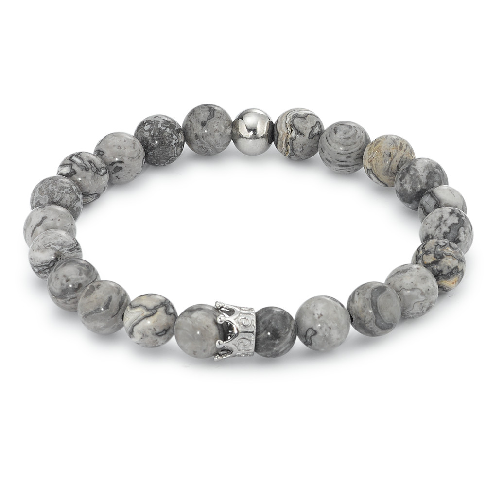 Armband Edelstahl Achat grau Krone 20 cm Ø8.5 mm-591212