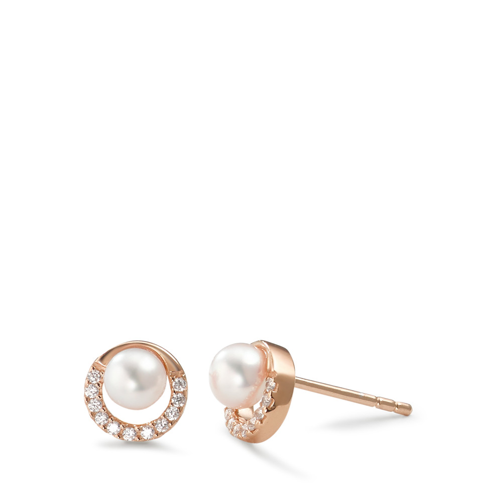 Ohrstecker Silber Zirkonia 20 Steine rosé vergoldet Süsswasserzuchtperle Ø7.5 mm-591676