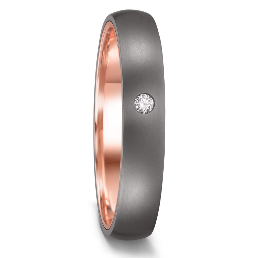 Partnerring 999 Tantal, 585/14 K Rotgold Diamant 0.03 ct, w-si-591748