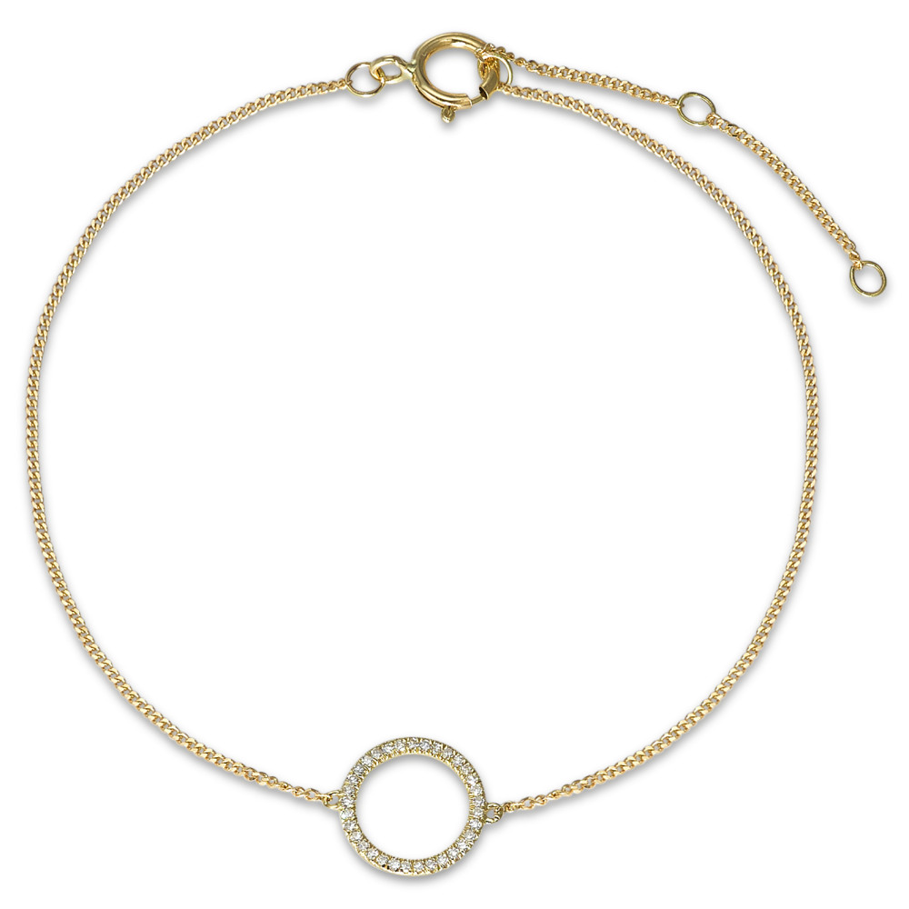 Armband 585/14 K Gelbgold Diamanten 0.05 ct, w-si 15-18 cm verstellbar-591984