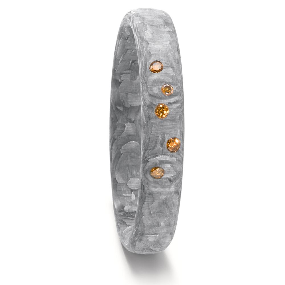 Partnerring Carbon Diamant cognac, 0.07 ct, 5 Steine-592129
