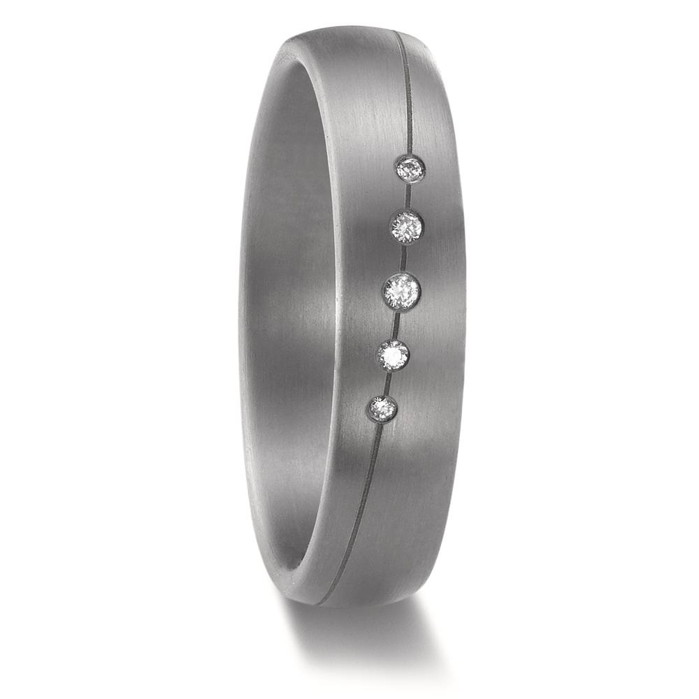 Partnerring 999 Tantal Diamant 0.034 ct, 5 Steine, w-si-592465