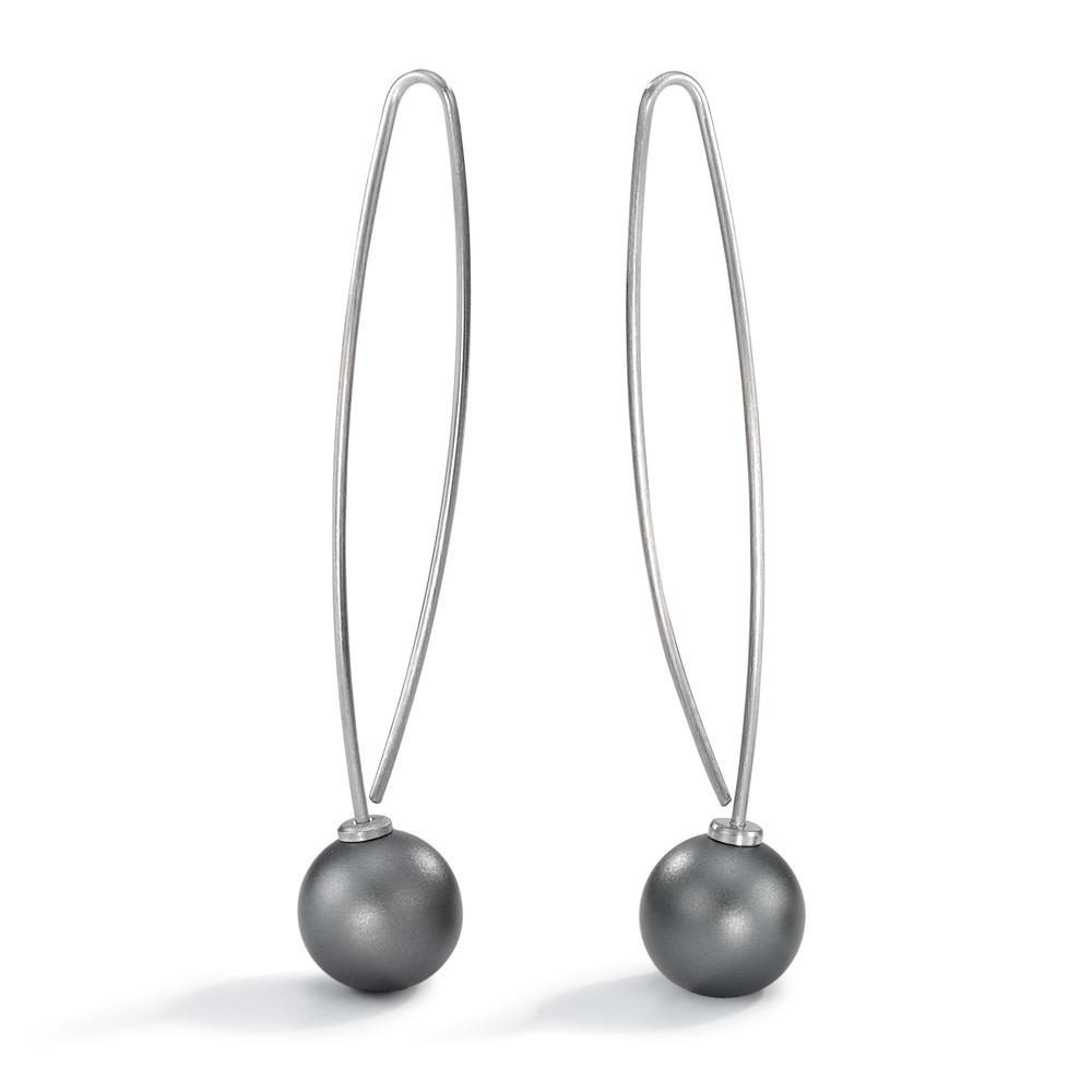 Pendel-Ohrhänger TeNo Globe aus Edelstahl und Aluminium Moonstone Grey, Ø9mm-592551