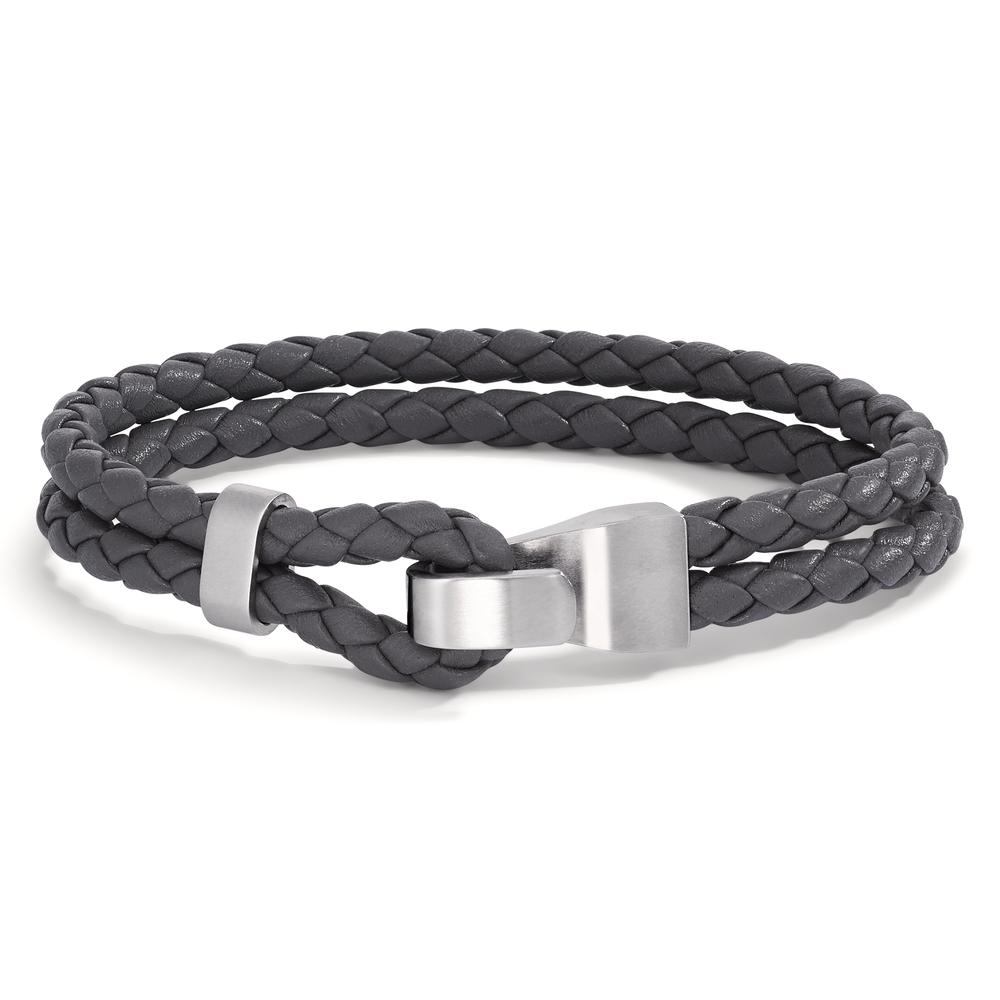 Lederarmband Vadino Shadow Grey mit Edelstahl-Knebelverschluss, 23cm-592627