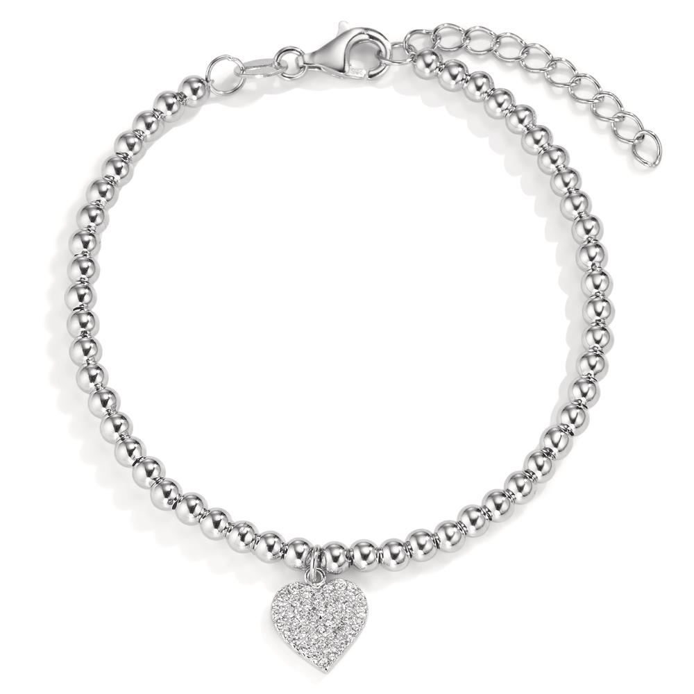 Armband Silber Zirkonia rhodiniert Herz 16-18.5 cm verstellbar-592771