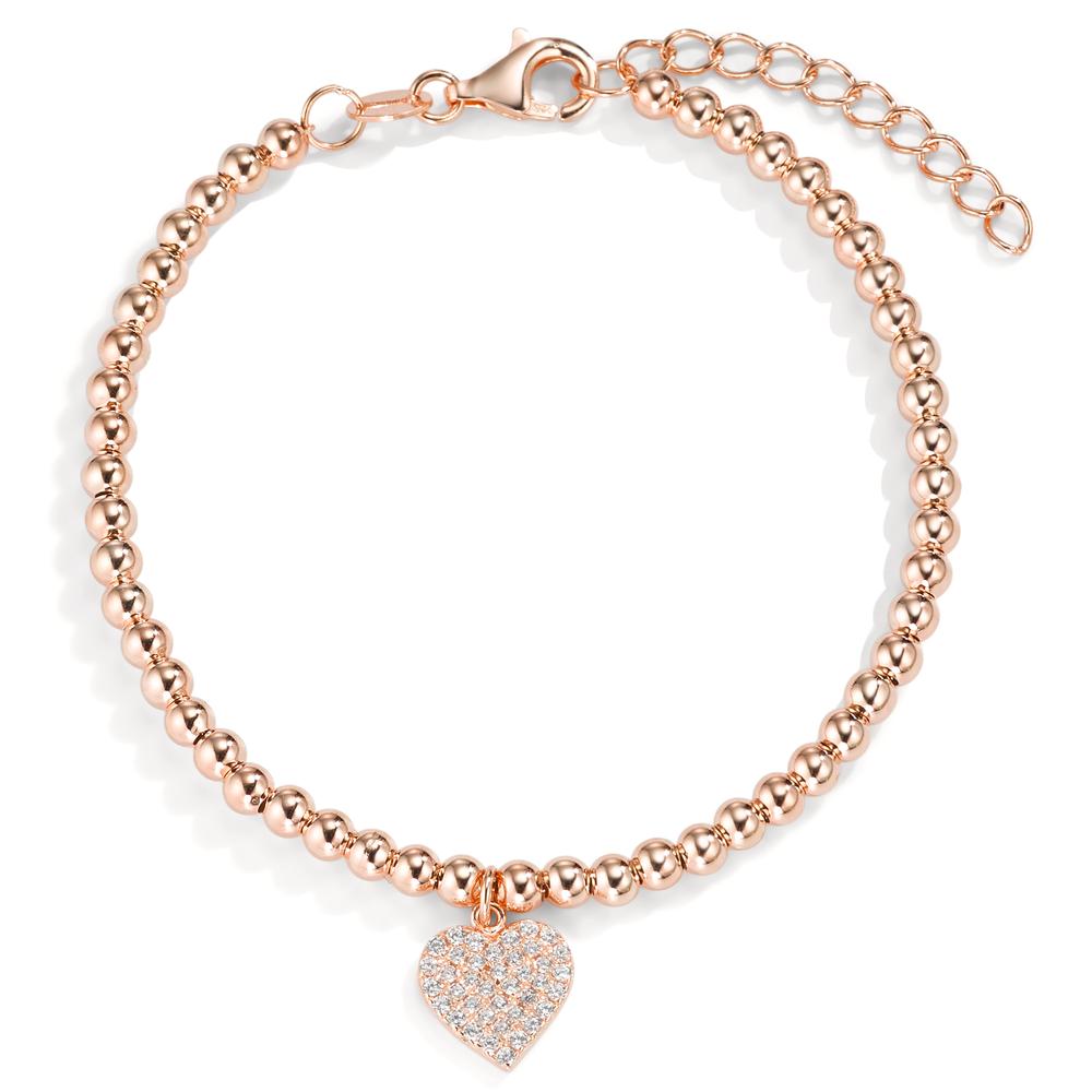 Armband Silber Zirkonia rosé vergoldet Herz 16-18.5 cm verstellbar-592772