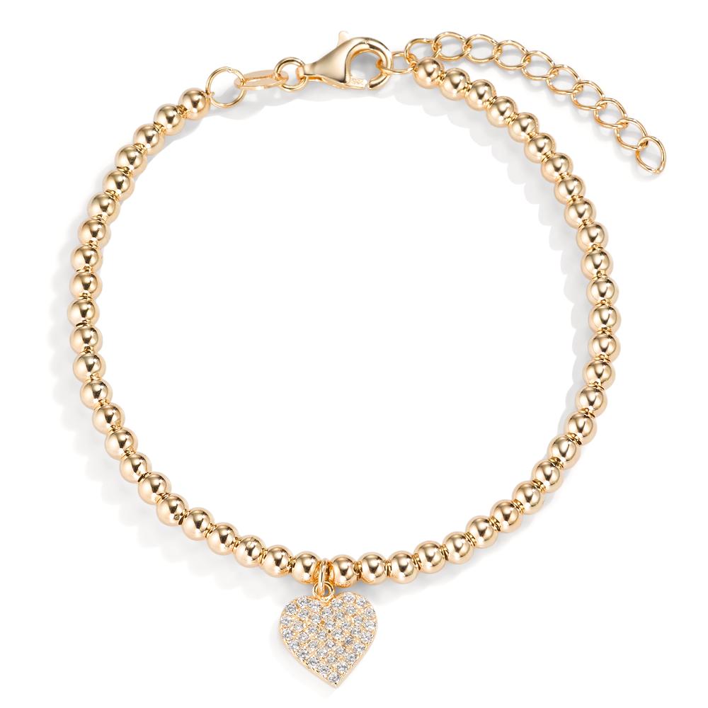 Armband Silber Zirkonia gelb vergoldet Herz 16-18.5 cm verstellbar-592773
