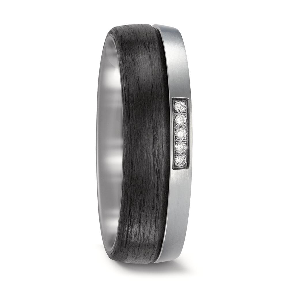 Partnerring Titan, Carbon Diamant 0.05 ct, 5 Steine, w-si-592989