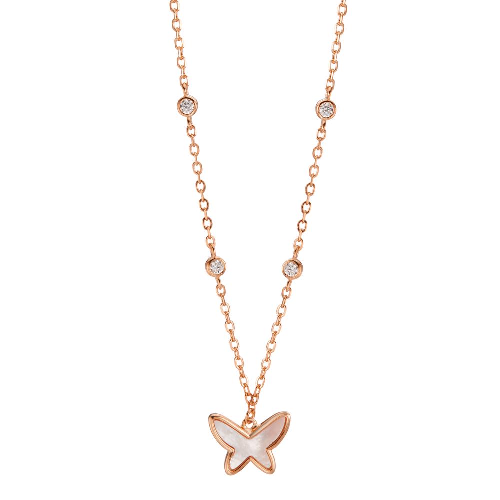 Collier Silber Zirkonia 4 Steine rosé vergoldet Perlmutt Schmetterling 40-45 cm verstellbar-593217